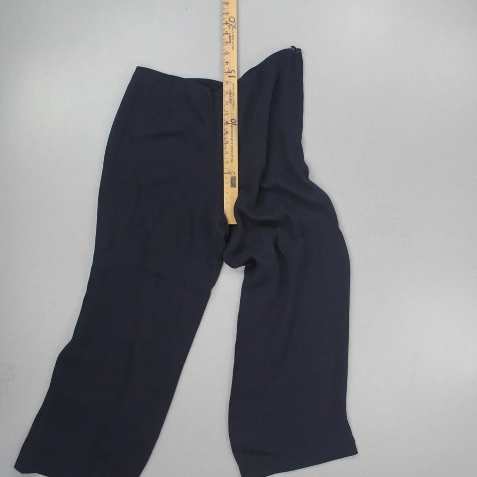 Pantalones de vestir Talbots para mujer 100 % seda pura pierna ancha talla grande 18 azul marino cremallera lateral Foto 3 de 4