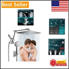 High Pressure 12 Inch Rainfall Shower Head with 16  Extension  Handheld Option