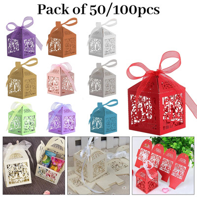Vogelkäfig Gastgeschenke Boxen mit Band 50/100 Geschenk Bonboniere Hochzeit Party Deko
