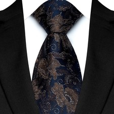 New Classic Paisley Blue Brown JACQUARD WOVEN 100 Silk Men's Necktie Tie