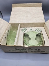 Vintage Mosser Jennifer Mini Green Glass Cameo Ballerina Child Set #4 In Box