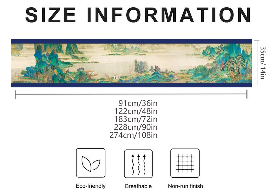 Double-Layer Satin Table Runner with Tassel Chinese Decor Farewell at Xunyang - Image 2 of 4