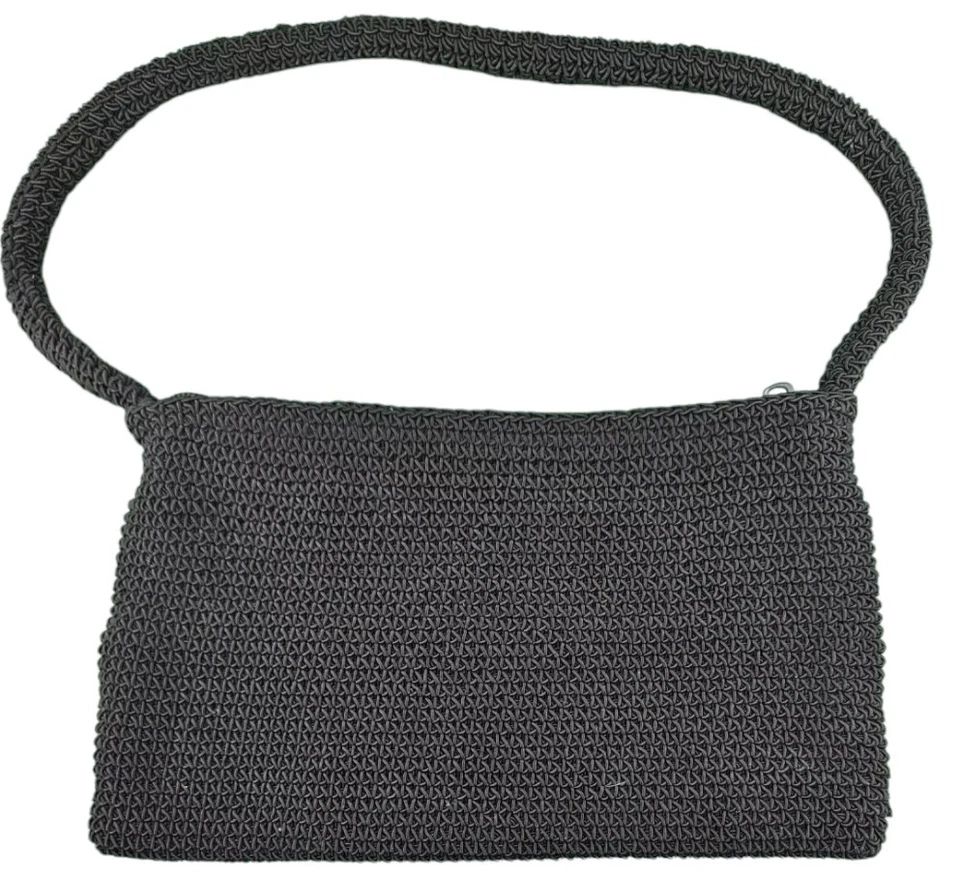 ST JOHNS BAY Purse Black Crochet Embroidered Clutch w/Coins Accents/6" X 10" - Image 2 of 2