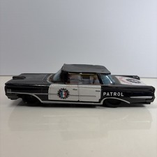 Vintage Tin Lithograph Police Car Highway Patrol Friction Powered