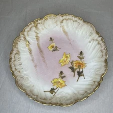Limoges France 10” Hand Painted Plate • Chrysanthemum • JPL GDA Antique