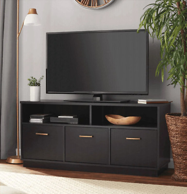 3-Door TV Stand Console for Tvs up to 50'', Blackwood Finish