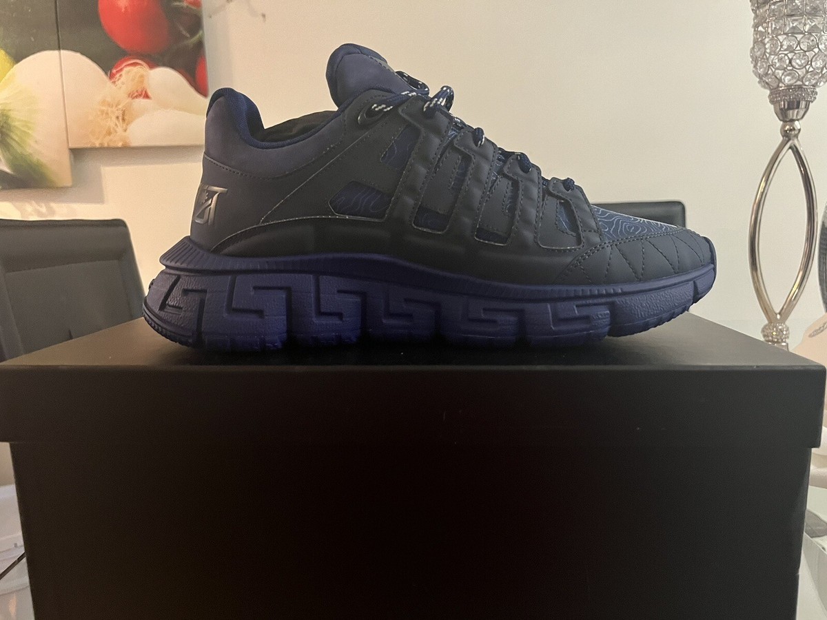 Versace Trigreca Lace Up Sneaker Navy Blue Sz 43 10 - Main Image
