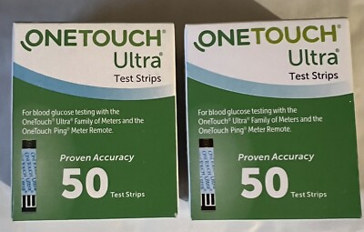 2 Box s of One Touch Ultra Glucose Blood Test Strips 50ct Each=100EXP-3/31/2024