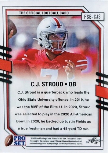 2022 Pro Set Draft Metal Purple Crystal #CJS C. J. Stroud Rookie RC PSA 10 POP 2 - Picture 4 of 6