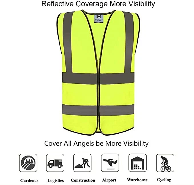 Hi Viz Vest High Vis Safety | YELLOW ORANGE | EN471 Waistcoat Visibility Jacket - Image 4 of 4