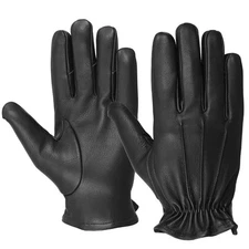 Men's Deerskin Water Resistant Soft Leather Full Finger Motorcycle Gloves