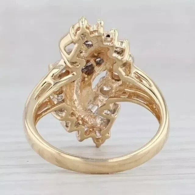 2Ct Baguette Cut Simulated Diamond Wedding Cluster Ring 14K Yellow Gold Plated - Image 2 of 4