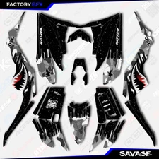 Gray Savage Camo Racing Graphics kit fits Yamaha Raptor 350 04-13 Quad decals