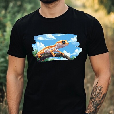 Herren T-Shirt Gecko Pixel Art Motiv Baumwolle Größe XS bis 5XL