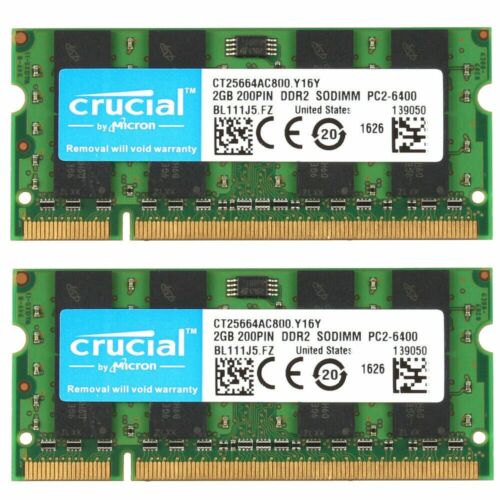 4 Go 2 x 2 Go HP Compaq 6710b 6715b 6715s 6735s 6820s 6830s 6910p RAM SODIMM DDR2 - Photo 1/9