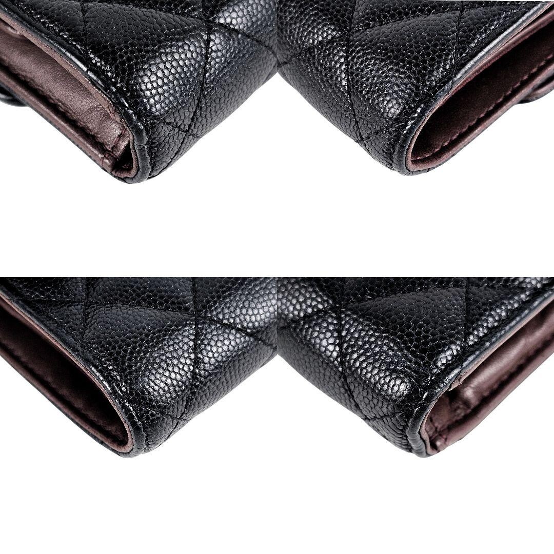 即発送【CHANEL】 CAVIAR SKIN WALLET 財布【ランク : S】 CHANEL Caviar Skin Classic Small Wallet Black 3.5*4.1*0.9