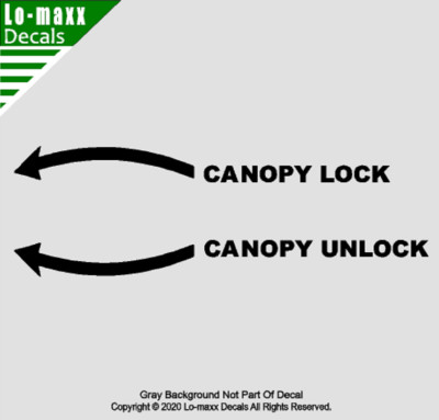 Canopy Lock Canopy Unlock With Arrows Military Aircraft Die Cut Vinyl ...
