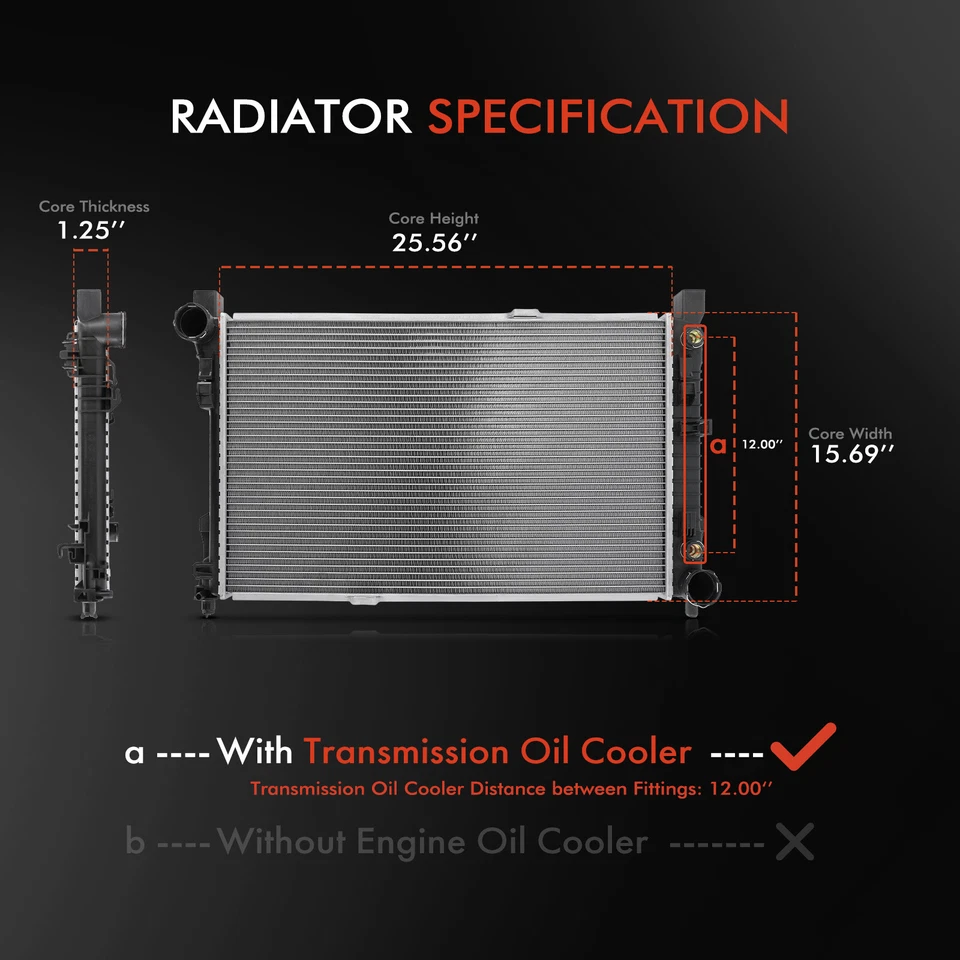 Radiador con enfriador de aceite para Mercedes-Benz CLK350 SLK280 SLK300 SLK350 CLK55 AMG Foto 2 de 4