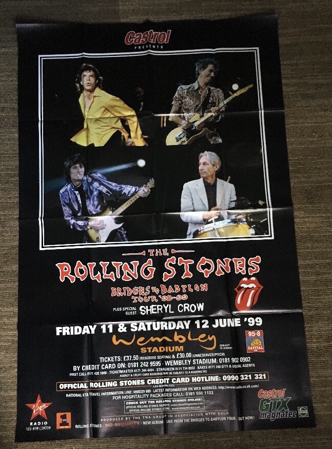The Rolling Stones Bridges To Babylon Tour '99 Vintage Poster Pin