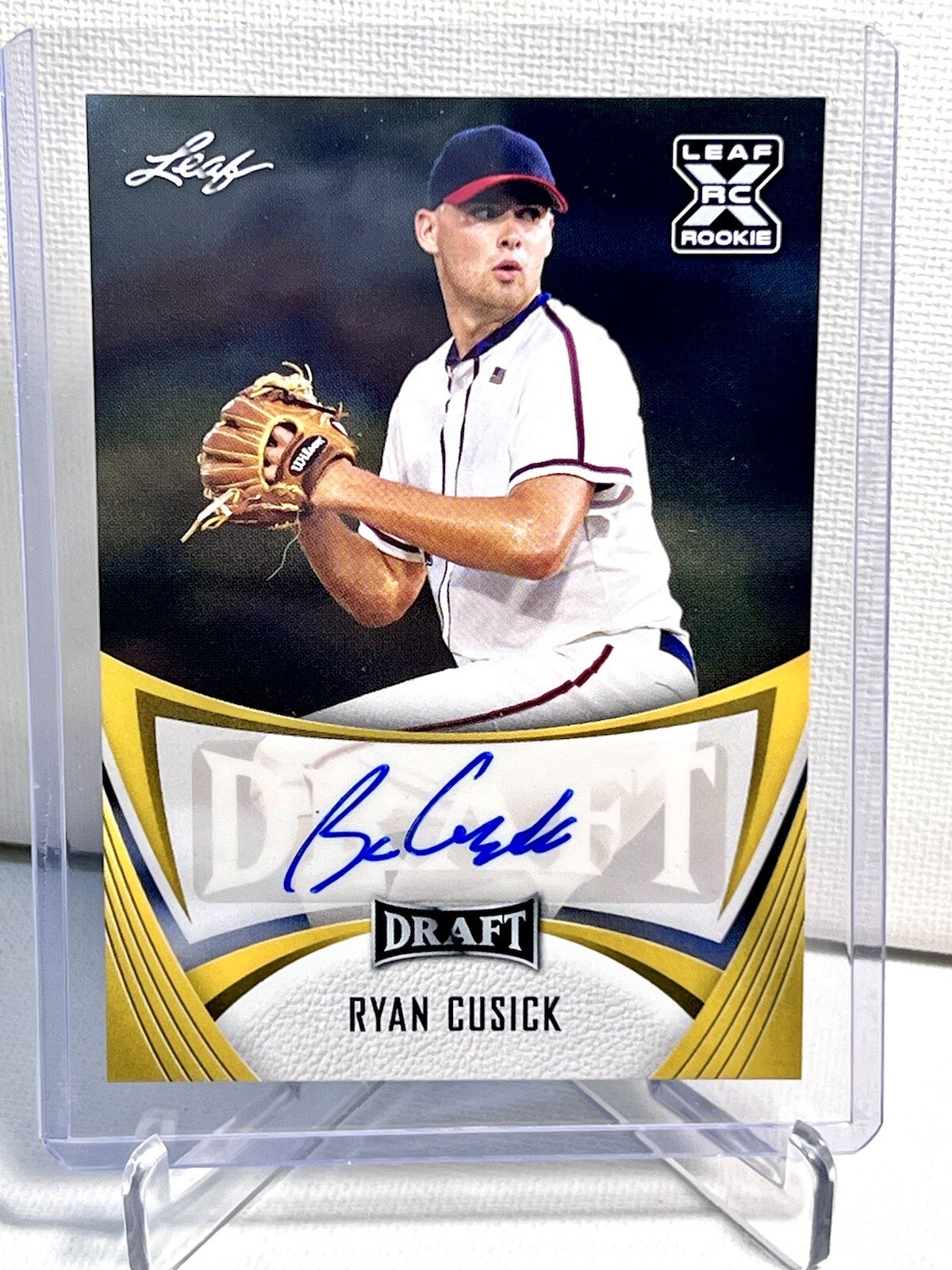 2021 Ryan Cusick RC AUTO Leaf Draft GOLD Cincinnati Reds #BA-RC2