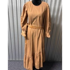 Doen Dress Women's M Brown Maxi Lantern Sleeve Velvet Belt Charlotte Trad Wife
