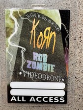 ROB ZOMBIE KORN 1999 Videodrome Tour Laminated Backstage Pass