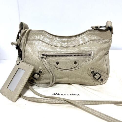 Balenciaga Leather Shoulder Bag City Beige Medium Women Italy - Picture 1 of 10