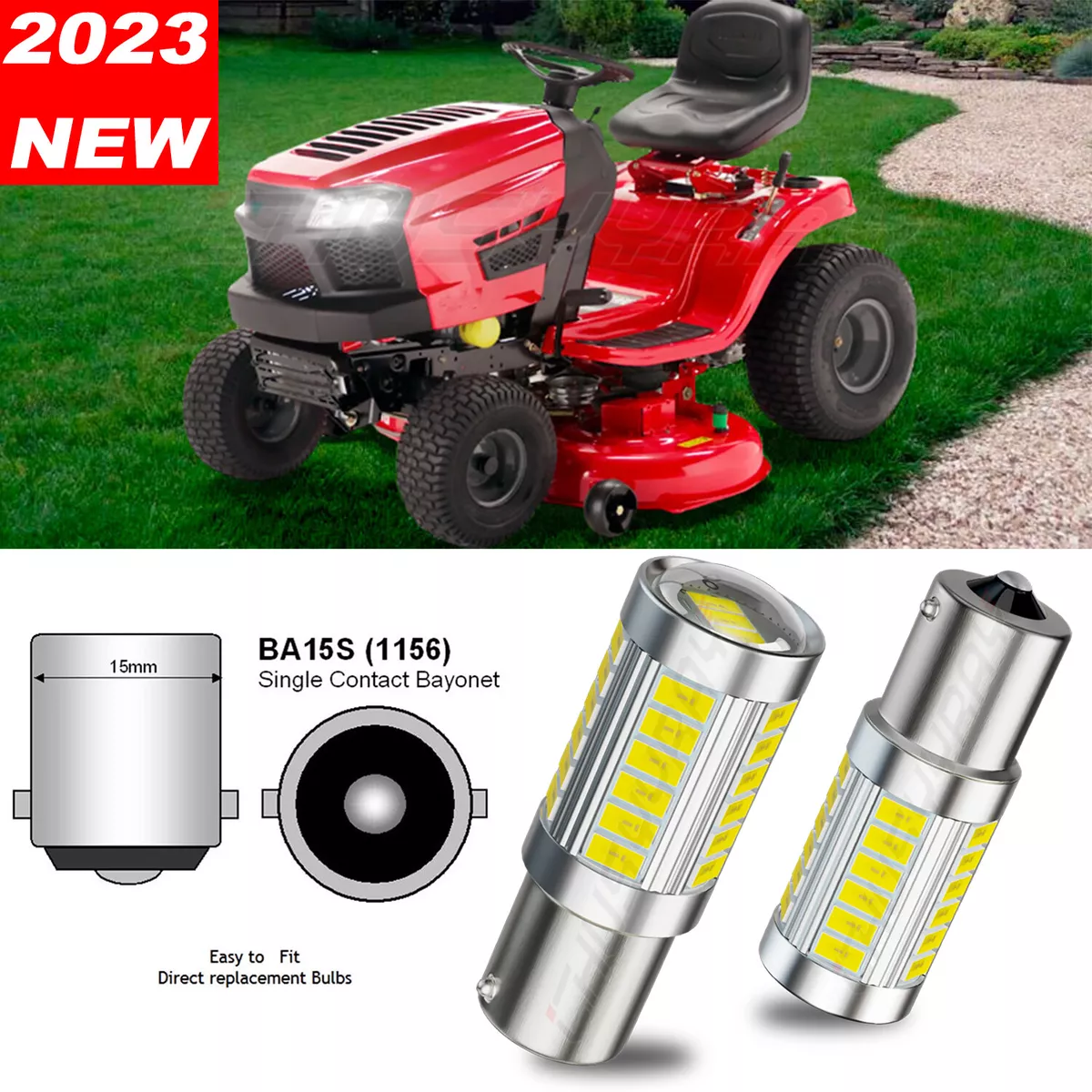 2x LED light bulbs For Craftsman riding mower tractor headlamp