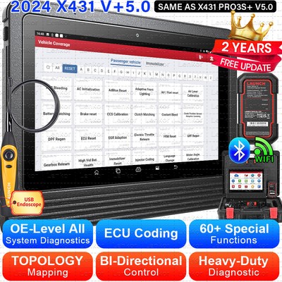 LAUNCH X431 V+ 5.0 PRO Bidirectional Car Diagnostic Scanner Tool KEY Coding TPMS