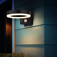 Solarleuchte Wandleuchte Led Sensor IP44 Stufenschalter Schwarz Gartenlampe