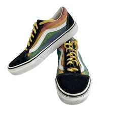 Vans RAINBOW DRIP Sneakers M 5.5 W 7 Black Suede Old Skool OFF THE WALL Skater