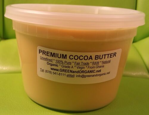 Raw 100%Pure Fresh Organic Unrefined Prime Cacao Cold Pressed COCOA BUTTER 16 oz - Picture 1 of 3