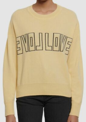 $296 Sandro Women Yellow Crewneck Wool Cashmere Long-Sleeve Sweater Sweatshirt 2