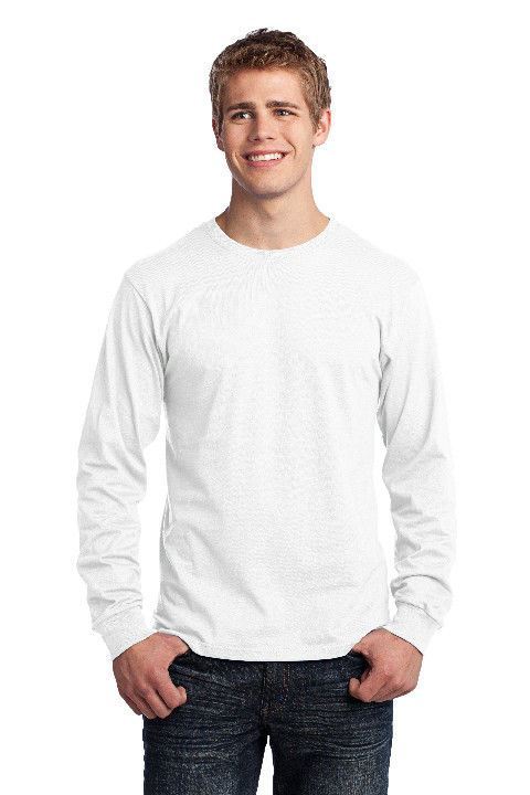 Port & Company Men’s Long Sleeve Cotton T-Shirt - Soft Ringer Tee In Navy Blue - View #2
