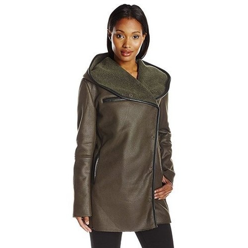 Hooded Faux Shearling olive Jacket size 