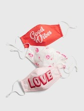 The Gap Adult Contour Mask 3-Pack Love Good Vibes Flower Fast Shipping NEW