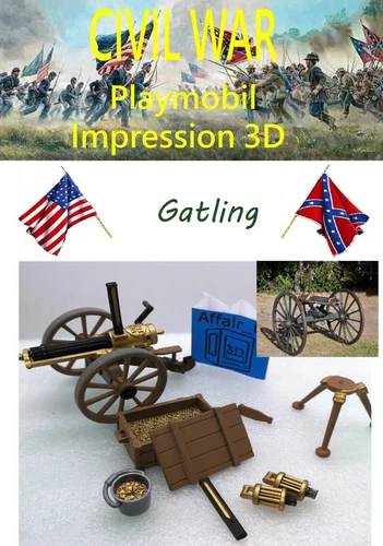 Custom compatible Playmobil ACW en 3D - 1 GATLING  deja  peinte et assembler