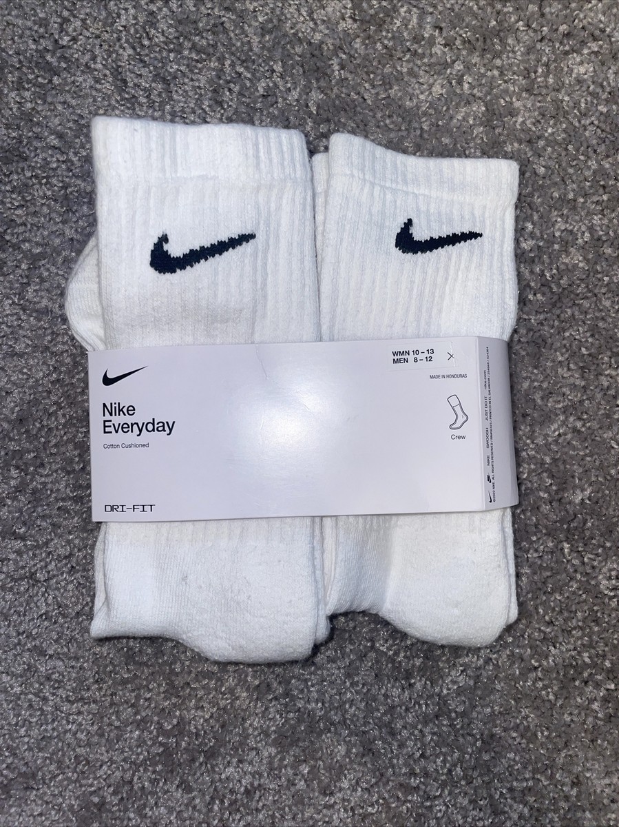 white nike cushion crew socks