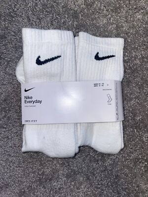 Nike Everyday Plus Cushion White Men's Crew Socks Pair (Size L)  888408258069|