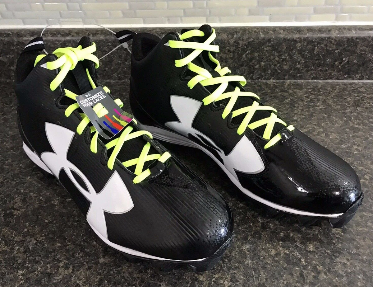 Men s Under Armour Crusher RM Football Cleats 1286600 001 Black White Size 16