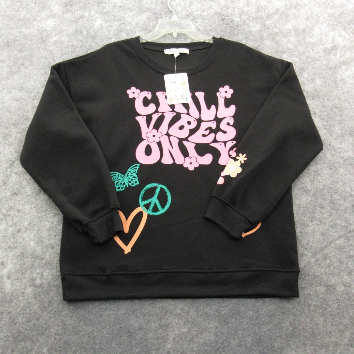 Vine & Valley Womens Sweatshirt Large Black Long Sleeve Polyester