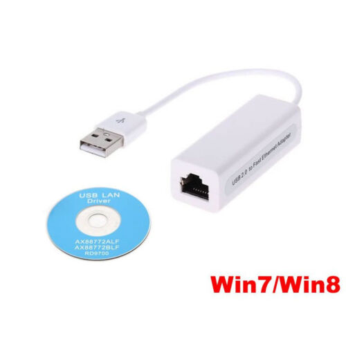 Ethernet 10/100 Sieć przewodowa USB Adapter LAN RJ45 Karta AX88772A Chip Win7 Win8 - Zdjęcie 1 z 3