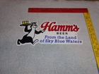 VINTAGE HAMM'S BEER BEAR SERVING HAMMS 1' METAL SKY BLUE WATER GASOLINE OIL SIGN