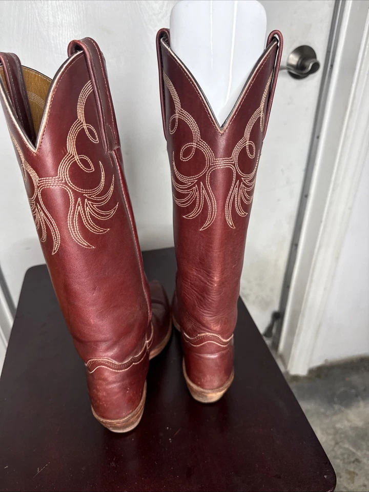 Botas vaqueras occidentales vintage FRYE para mujer talla 8 de cuero marrón rojo Foto 3 de 4