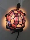 Vintage Tiffany-Style Stained Glass Turtle Accent Lamp - Tested & Working