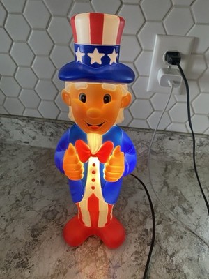 Uncle Sam Blow Mold Patriotic July 4th Lighted 14  Gemmy EUC