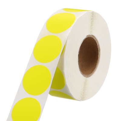 1 Rolle 1000 Stck. Farbe Punkt Aufkleber 1'' Leer Kreis Codierung Etikett Leuchtgelb