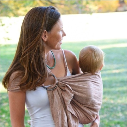 Mebien Ring Sling Baby Carrier 100% Turkish Cotton Muslin Pink Grey Reversible