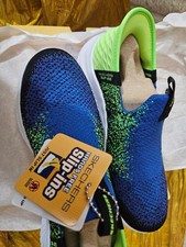 NEW SKECHERS HANDS FREE SLIP-INS USA KIDS SIZE 2 BLACK BLUE LIME ULTRA-FLEX SPC