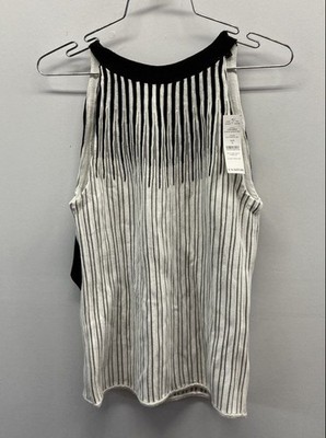 White House Black Market Women's Starburst Halter Mock Neck Black White NWT S